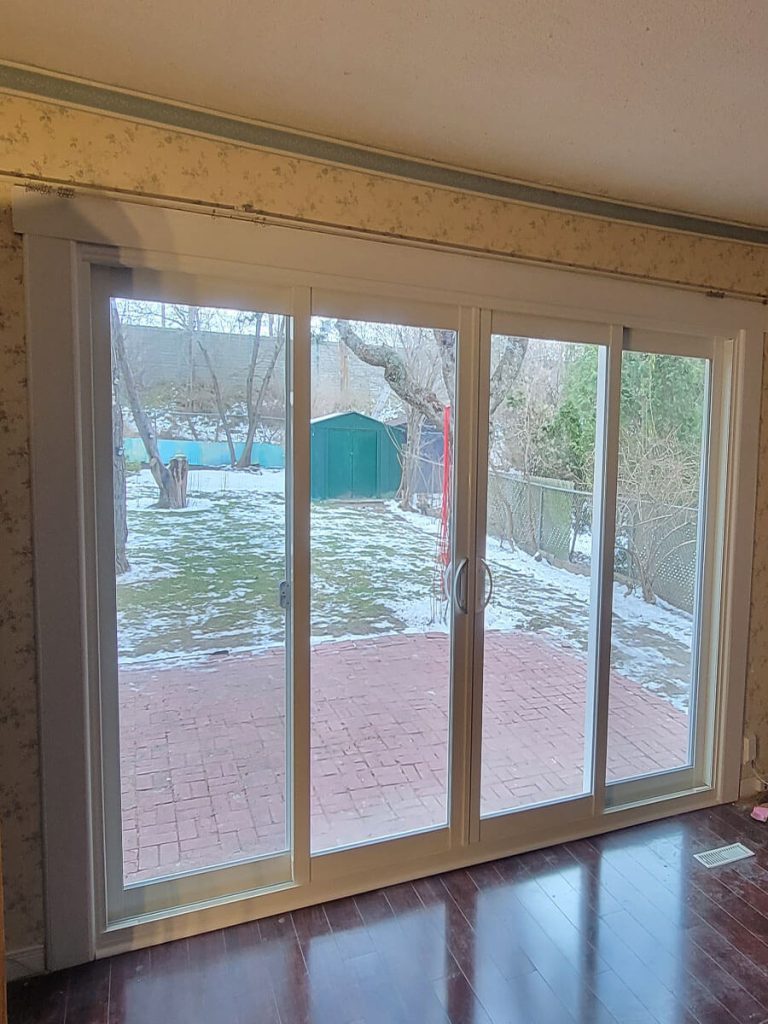 Heavy-duty multi-point locking sliding glass patio doors with heavy gauge screen