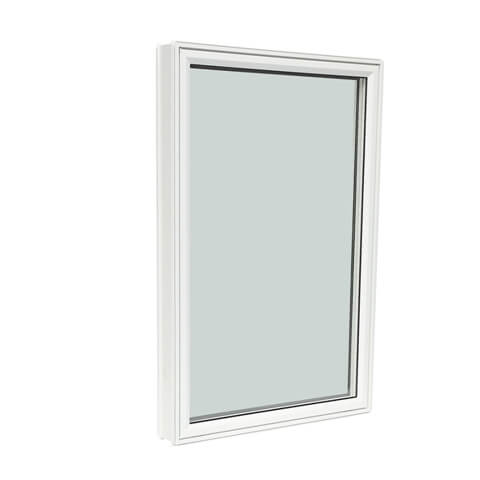 Large floor-to-ceiling fixed picture window framing garden landscape