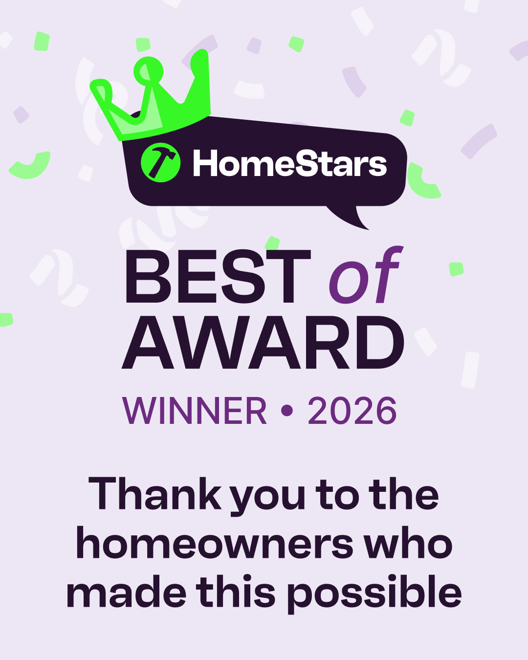 Comfort Windows and Doors Homestars Award